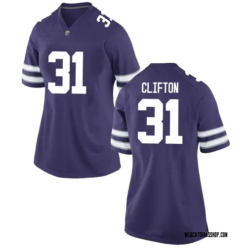 Women's Nike Jake Clifton Kansas State Wildcats Game Purple Football College Jersey