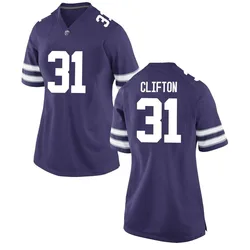 Women's Jake Clifton Kansas State Wildcats Replica Purple Football College Jersey