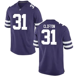 Youth Jake Clifton Kansas State Wildcats Replica Purple Football College Jersey